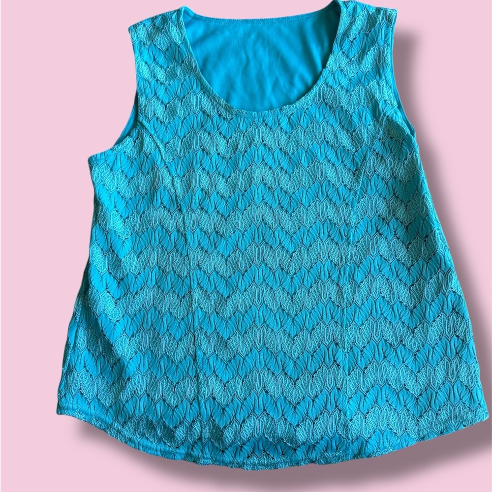 Sleeveless Blue Patterned Women's Top